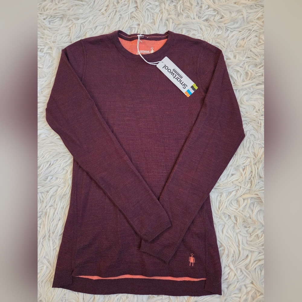 Smartwool Womens Eggplant/Wild Salmon Baselayer Top Size S